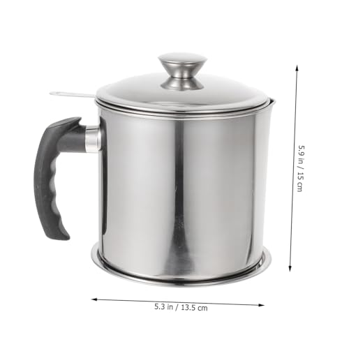 LIGIGWASH Edelstahl Ölbehälter mit Feinmaschfilter Haushalt Fettkanne zur Ölaufbewahrung mit Deckel Langlebig Spülmaschinenfest Geeignet für Küchen Ölfiltration und Fettrückgewinnung von LIGIGWASH