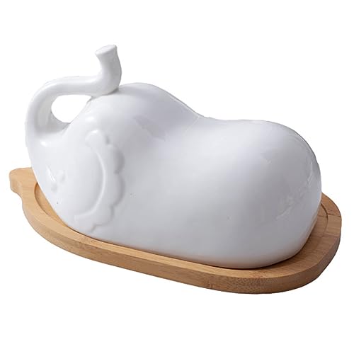 LIGIGWASH Elefantenform Butterdose mit Keramikdeckel Eleganter Holzuntersetzer für Haushaltsgeschirr für Geburtstagspartys und Feiern Einfache und Vielseitig Einsetzbar von LIGIGWASH
