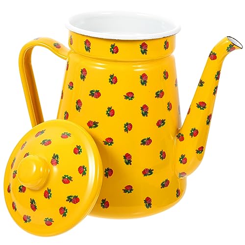 LIGIGWASH Emaille Kessel Vintage Kaffeekanne mit Dünnem Ausguss Hochwertiger Teekessel für Zuhause oder Restaurant Langlebig und Sicher im Gebrauch von LIGIGWASH