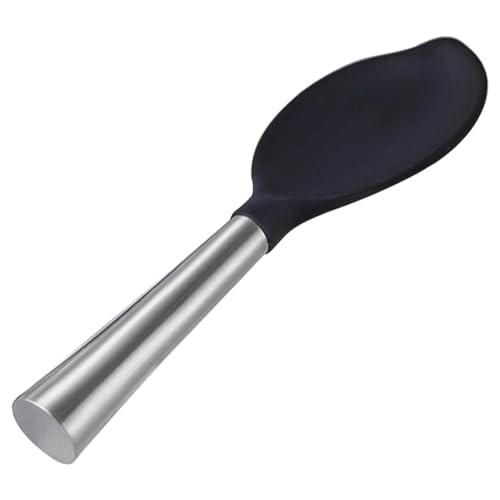 LIGIGWASH Hitzebeständiger Reislöffel aus Edelstahl mit Schwarzer Silikonbeschichtung Rutschfester Reisportionierer in Blattform Langlebig und Antihaftbeschichtet für Bequemes Servieren und LIGIGWASH Hitzebeständiger Reislöffel aus Edelstahl mit Schwarzer Silikonbeschichtung Rutschfester Reisportionierer in Blattform Langlebig und Antihaftbeschichtet für Bequemes Servieren und von LIGIGWASH