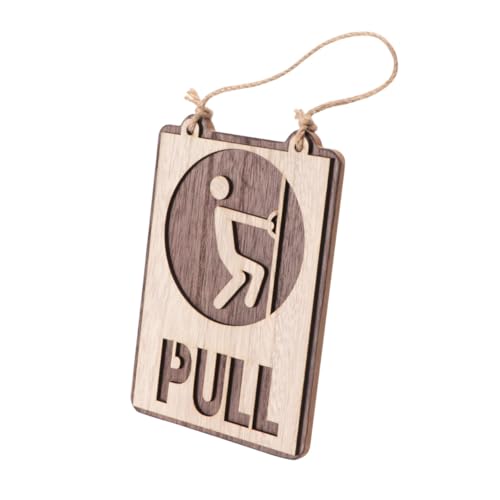 LIGIGWASH Holzschild Türschild Push Pull Design mit Aufhängeseil Kreatives Quadratisches Türschild aus Holz für Restaurant und Zuhause Einfach Anzubringen Farblich Sortiert von LIGIGWASH