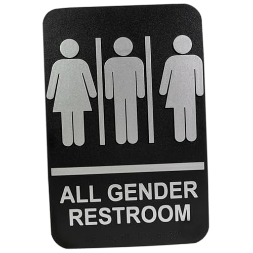 LIGIGWASH Inklusive Braille Blindenschrift Wc Schild Silberfarbenes All Gender Toiletten Hinweisschild für Büro Restaurant Moderne Badezimmer Wanddekoration von LIGIGWASH