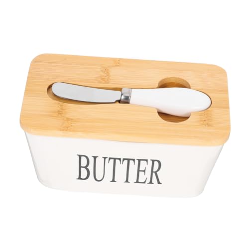 LIGIGWASH Keramik Butterdose mit Holzdeckel und Schneidefunktion Butter und Käsebehälter für Frische Lagerung Multifunktionale mit Praktischem Cutter für Küche und LIGIGWASH Keramik Butterdose mit Holzdeckel und Schneidefunktion Butter und Käsebehälter für Frische Lagerung Multifunktionale mit Praktischem Cutter für Küche und von LIGIGWASH