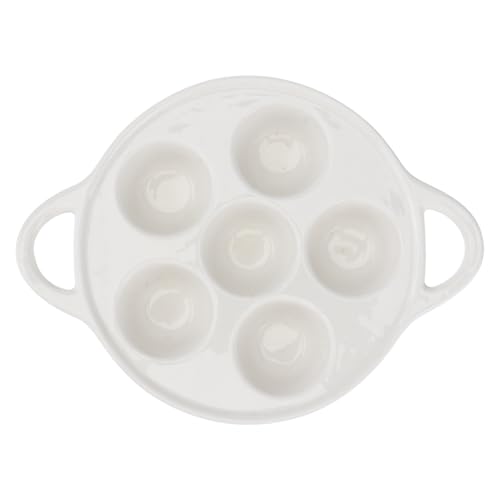 LIGIGWASH Keramik Escargot Schneckenauflaufform mit Fächern Hitzebeständig für Ofen und Mikrowelle Spülmaschinenfest mit Doppeltem Griff für Sicheren Halt für Meeresfrüchte und Schnecken von LIGIGWASH