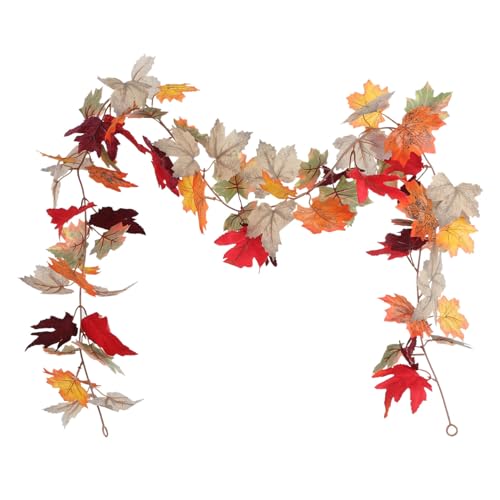 LIGIGWASH Künstliche Ahornblatt Girlande Flexible Herbstdeko mit Simulierten Blättern Dekorative Hänge Rebe für Erntedankfest Halloween Garten und Kamin Pflegeleicht Vielseitig Einsetzbar von LIGIGWASH