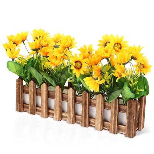LIGIGWASH Künstliche Sonnenblume im Topf Realistische Dekorative Kunstpflanze Pflegeleicht für Wohn und Bürodeko ohne Gießen Lebensecht von LIGIGWASH