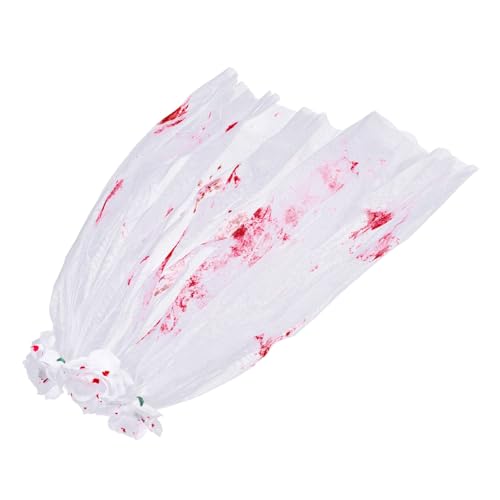 LIGIGWASH Langer Gothic Halloween Schleier mit Kamm Blutrot Dekorativ Langlebig für Damen Kostüm Party Cosplay Fotorequisit Event Geeignet von LIGIGWASH