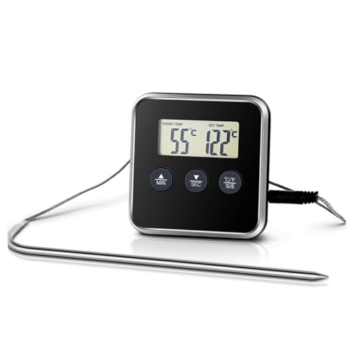 LIGIGWASH Multifunktionaler Küchen Timer mit Fleischthermometer aus Lebensmittelechtem Magnetisch Haftend Präzise Temperaturmessung für Grill Ofen und Babynahrung mit Alarmfunktion von LIGIGWASH
