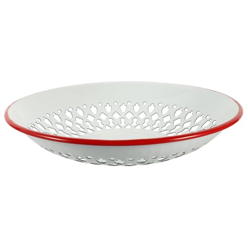 LIGIGWASH Praktischer Emaille Abtropfkörbchen Multifunktionaler Obst und Gemüseschneider Leicht und Langlebig für Spüle und Picknick Rote Farbvariante von LIGIGWASH