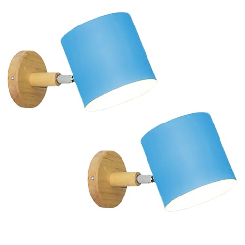 LIGKIN 2 Stück Wandleuchte Innen E27 Verstellbare Wandleuchte Holz Wandlampen mit Metallschirm Deckenleuchte Kinderzimmerleuchte für Nachttisch Büro Wohnzimmer Lesen, Blau LIGKIN 2 Stück Wandleuchte Innen E27 Verstellbare Wandleuchte Holz Wandlampen mit Metallschirm Deckenleuchte Kinderzimmerleuchte für Nachttisch Büro Wohnzimmer Lesen, Blau von LIGKIN