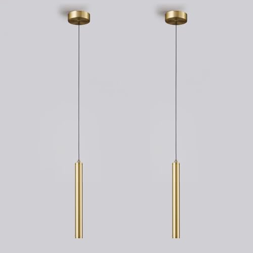LIGKIN 2PCS Hängeleuchte LED Moderne Kronleuchte Minimalistische Design LED Pendelleuchte Aluminium Deckenleuchte Gold für Esszimmer Schlafzimmer Wohnzimmer von LIGKIN