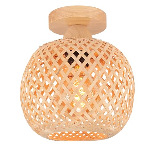 LIGKIN Deckenleuchte Bambus Weben Kronleuchter Rattan Boho Style Bambus Lampenschirm Vintage Deckenlampe Deko Deckenleuchte für Restaurant Wohnzimmer Küche, Ø20cm LIGKIN Deckenleuchte Bambus Weben Kronleuchter Rattan Boho Style Bambus Lampenschirm Vintage Deckenlampe Deko Deckenleuchte für Restaurant Wohnzimmer Küche, Ø20cm von LIGKIN