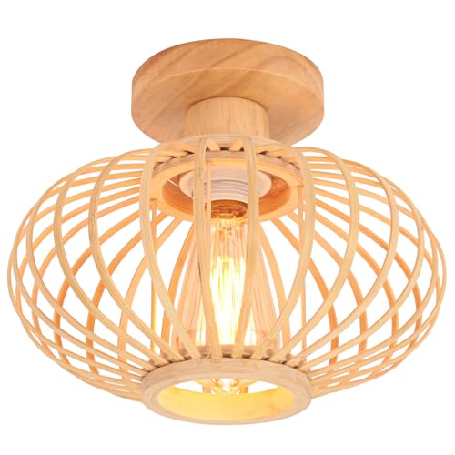 LIGKIN Deckenleuchte aus Bambus im Vintage-Stil Boho-Kronleuchter Retro-Deckenlampe Holz Ø25cm Lampenschirm Laterne Design Deckenbeleuchtung für Wohnzimmer Flur Schlafzimmer LIGKIN Deckenleuchte aus Bambus im Vintage-Stil Boho-Kronleuchter Retro-Deckenlampe Holz Ø25cm Lampenschirm Laterne Design Deckenbeleuchtung für Wohnzimmer Flur Schlafzimmer von LIGKIN