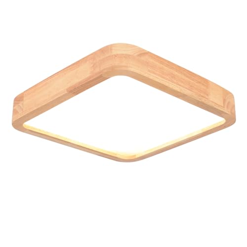 LIGKIN LED Deckenlampe Holz 24W Deckenleuchte Quadrat 30cm Neutrales Licht 4500K Durchmesser Modern Küchenlampe Lampe Wohnzimmer für Balkon Flur Babyzimmer Schlafzimmer Esszimmer (Dicke 5,5 cm) von LIGKIN