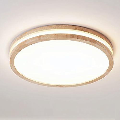 LIGKIN LED Deckenlampe Holz 24W Deckenleuchte Rund 30cm Neutrales Licht 4500K Durchmesser Modern Doppelte Lage Küchenlampe Lampe Wohnzimmer für Balkon Flur Babyzimmer Schlafzimmer von LIGKIN
