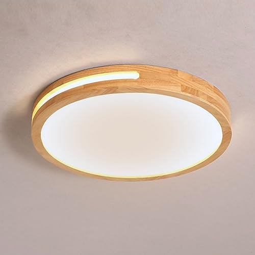 LIGKIN LED Deckenlampe Holz 24W Deckenleuchte Rund 30cm Neutrales Licht 4500K Durchmesser Modern Kreatives Doppelte Lage Design Küchenlampe Lampe Wohnzimmer für Flur Babyzimmer Schlafzimmer Esszimmer von LIGKIN