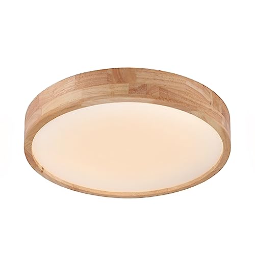 LIGKIN LED Deckenlampe Holz 24W Deckenleuchte Rund 30cm Warmweiß 3000K Durchmesser Modern Küchenlampe Lampe Wohnzimmer für Balkon Flur Babyzimmer Schlafzimmer Esszimmer von LIGKIN