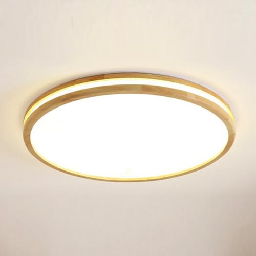 LIGKIN LED Deckenlampe Holz 36W Deckenleuchte Rund 40cm Neutrales Licht 4500K Durchmesser Modern Doppelte Lage Küchenlampe Lampe Wohnzimmer für Balkon Flur Babyzimmer Schlafzimmer von LIGKIN