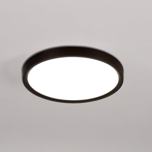 LIGKIN LED Deckenleuchte Moderne 16W Ultradünne Deckenlampe Rund Ø23cm Weißlicht 6500K LED-Deckenleuchten Innen für Bad Küche Flur, Schwarz von LIGKIN