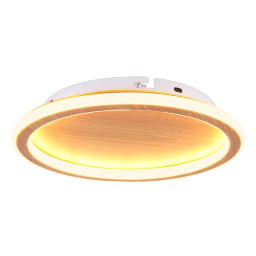 LIGKIN LED Modern Deckenleuchte 24W Deckenlampe Rund mit Holzstruktur Durchmesser 30cm Warm Licht 3000K Ultradünn Küchenlampe 4,5cm Wohnzimmer für Balkon Flur Babyzimmer Schlafzimmer Esszimmer von LIGKIN
