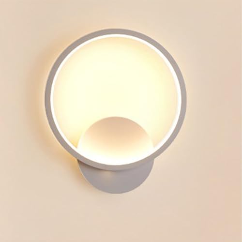 LIGKIN Wandleuchte LED Innen 12W Kreative Runde Wandlampe Modern Acryl Nachtlicht Warmweiß Wandbeleuchtung für Schlafzimmer Büro Korridor Wohnzimmer, Weiße von LIGKIN