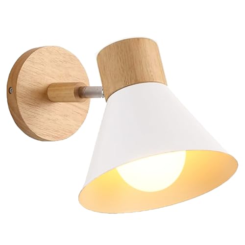 LIGKIN Wandleuchten Innen, Moderne Industrielle Wandlampe, E27 Drehbarer Wandleuchte Holz Dekorative Innenbeleuchtung für Schlafzimmer Wohnzimmer Flur Cafe, Ø18cm von LIGKIN