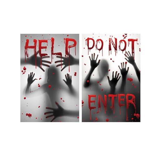 10 Stück unheimliche Geisterszene Türvorhang, wasserdichte Halloween-Dekoration, Hintergründe für Spukhaus und Partys, gruselige Outdoor-Halloween-Dekoration, wasserdicht von LIGSLN