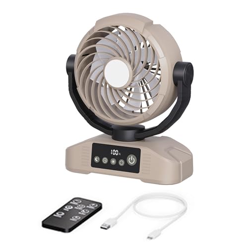 LIGSLN 20000mAh Camping Ventilator Wiederaufladbar Tisch USB Ventilator mit LED Licht Rotation mit Fernbedienung Kühlventilatoren für Outdoor von LIGSLN