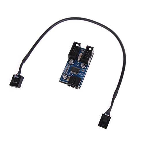 LIGSLN USB 9-Pin Erweiterungskarte Stecker 1 Auf 2 Buchse Verlängerungskabel Adapter Platine 2.0 HUB Hub Für Desktop Motherboard 9-Pin USB Header Stecker 1 Auf 2 Buchse Verlängerung Splitterkabel von LIGSLN