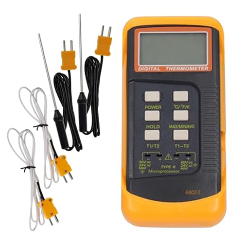 Präzise Temperaturmessung Überwachung Wärmezähler mit 4 Thermoelementen Sonden Sensor K Typ Thermoelement Thermometer Labor Digitales Thermoelement Thermometer Temperaturprüfer Messgerät Digital von LIGSLN