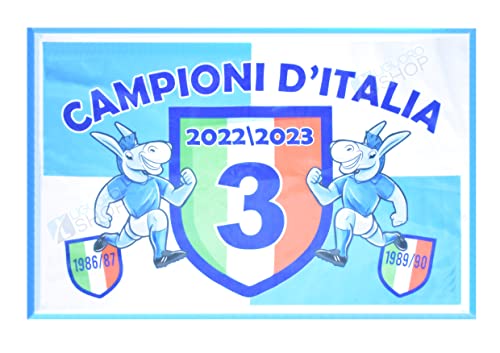 Flagge Neapel Championi D'Italien, Party, 3. Scudetto cm, 94 x 140 cm, Fußball Tifosi Blau von LIGUORO SHOP