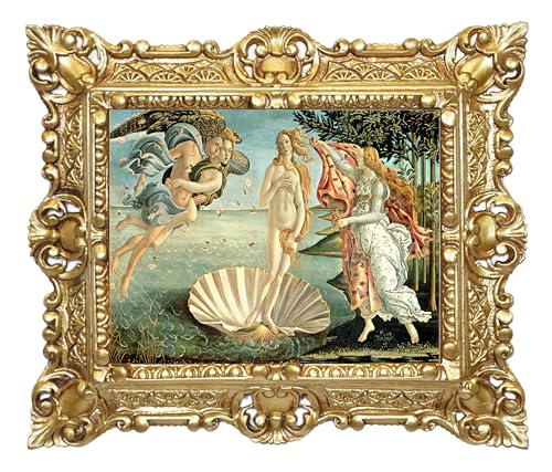 LIGUORO SHOP Bild Die Geburt der Venus di Botticelli, Reproduktion auf Banner, Leinwand mit barocken Rahmen, 45 x 37 cm (Gold) von LIGUORO SHOP