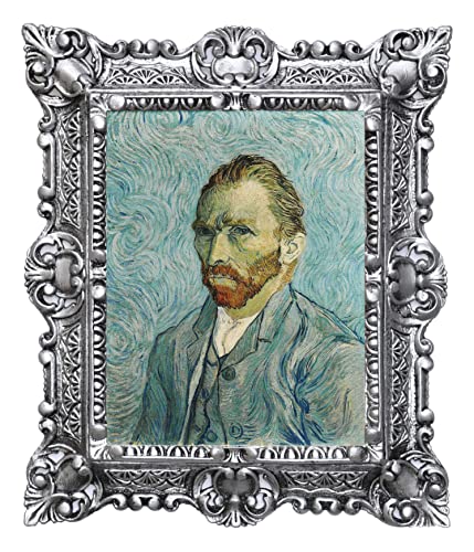 LIGUORO SHOP Drucken Auf Leinwand Papier Selbstporträt Vincent Van Gogh Mit Barock Rahmen 45 x 37 cm (Antiksilber) von LIGUORO SHOP
