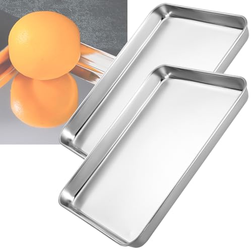LIGUOYI 2 Stücke Edelstahl Backbleche Antihaft Rechteckige Ofenblech Braten, Länge 26,5 40,5 44 50 60cm Großes Backform Aus Metall Stark Und Robust Leicht Zu Reinigen, Plätzchenblech(50x35x3cm) von LIGUOYI