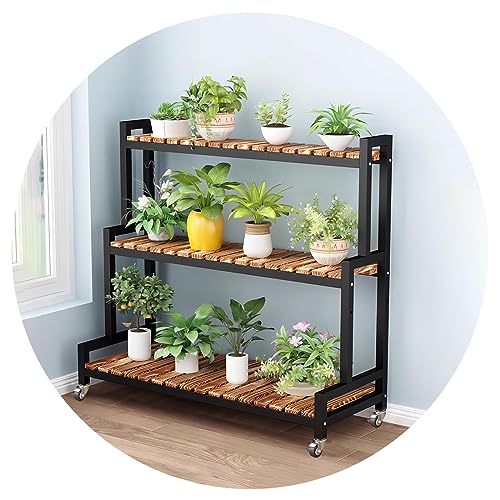 LIGUOYI Blumentreppe Mit Rollen Pflanzenregale Indoor Outdoor 2、3 Ebenen Blumenregal, Pflanzentreppe Lagerregal Schuhablage Display Rack Platzsparend Praktisch Pflanzenregal Für Patio Garten, Balkon von LIGUOYI