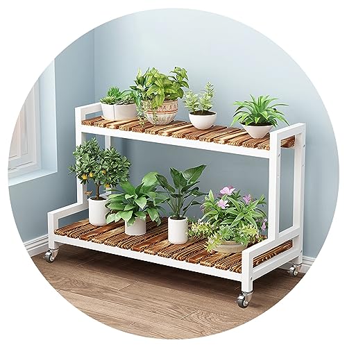 LIGUOYI Blumentreppe Mit Rollen Pflanzenregale Indoor Outdoor 2、3 Ebenen Blumenregal, Pflanzentreppe Lagerregal Schuhablage Display Rack Platzsparend Praktisch Pflanzenregal Für Patio Garten, Balkon von LIGUOYI