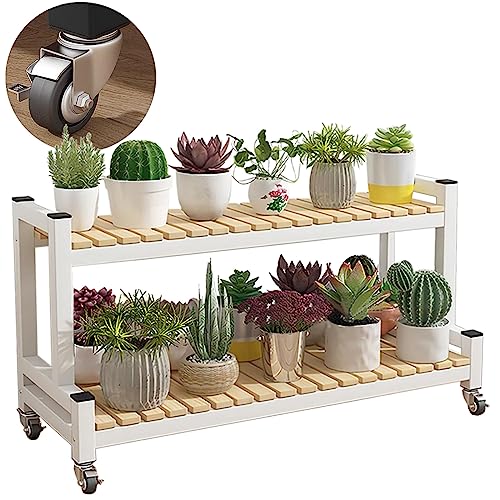 LIGUOYI Pflanzentreppe Blumentreppe Aus Metall Mit Rollen, 2, 3 Ebenen Blumentopf Ständer Platzsparend Blumenregal Pflanzenregal Für Indoor Outdoor Garten Balkon, Organizer Regal Schuhregal von LIGUOYI