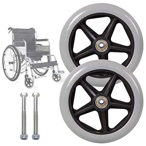 LIGUOYI Rollstuhlrollen Ersatzrollen, 2 Stück Rollstu Vorderräder, 150/170/190mm Ersatzrollen Für Rollstühle Gehhilfen Bollerwagen, Bohrung 8 Mm, Vollgummi Pannengeschützt, Rutschhemmend Ersatzräder von LIGUOYI