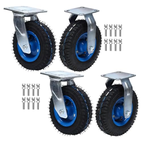 Lenkrolle Luftrad, Schwerlast Bockrolle Leise Langlebige Keine Beschädigung Der Böden Durchmesser 150/200/250MM Stoßdämpfung 4er SET Gummi Transportrollen, Zum Speisewagen Möbel von LIGUOYI