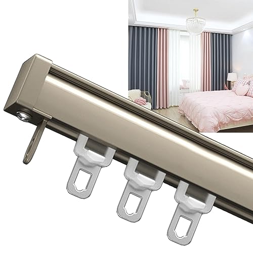 Schienen Aluminium Für Vorhang 120cm 240cm 350cm 460cm Gardienenschiene 1 Läufig, Stabil Curtain Rail Für Innen Und Außen, Mit Silent-Rolle Tragfähigkeit 80kg Für Verdunkelung Trennwand von LIGUOYI