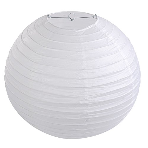 LIHAO 16" weiße Papier Laterne Lampion rund Lampenschirm Hochtzeit Party Dekoration Ballform (10er Packung) von LIHAO