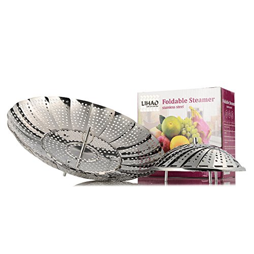 LIHAO Dünsteinsatz Edelstahl Gemüsedämpfer Faltbar Dämpfkorb Obst Körbchen Silber Ton - Klein LIHAO Dünsteinsatz Edelstahl Gemüsedämpfer Faltbar Dämpfkorb Obst Körbchen Silber Ton - Klein von LIHAO