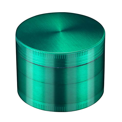 LIHAO Grinder Crusher 4-Teiliges Set Mühle Zinklegierung mit Pollen Scraper für Spice Kräuter Gewürze Herb (Mini 5 x 3,5 cm, Grün) von LIHAO