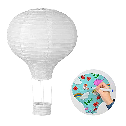 LIHAO Papierlampion Heißluftballon Lampions Deko Ballon Lampenschirm Weiß Classic Bamboo Style für Hochzeit Feier Geburtstag Party (12", 30 cm) von LIHAO