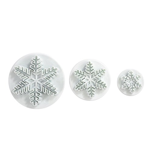 LIHAO Schneeflocken Ausstecher Fondant 3tlg Ausstechformen Auswerfer Stempel Tortendeko von LIHAO