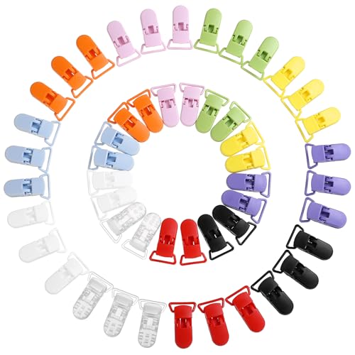 LIHAO Schnullerclips Set Kunststoff Schnullerketten Clips Bunt T-Clip Baby Clip (50 STK.- 10 Farben) von LIHAO