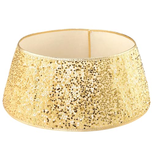 LIHAO Weihnachtsbaum Rock 60 cm Christbaumständer Abdeckung Gold Pailletten Weihnachtsbaum Kragen Decke Korb Deko für Tannenbaum Christbaum Baum von LIHAO