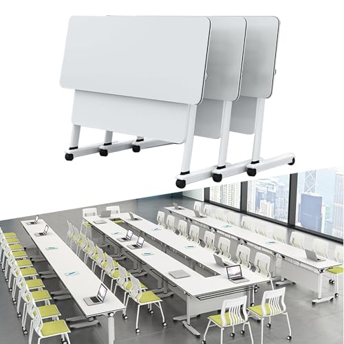 Klappkonferenztisch Mit Klappplatte Und Verriegelbaren Rädern Mobile Rechteckige Modulare Tische Mobile Seminartische, Dynamische Tagungen, Trainertische Lange Geschäftstische, Konferenzräume(3pcs,47x von LIHDNGXM
