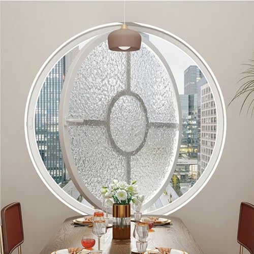 LIHDNGXM Runde Dachfenster Ebenerdig, 360° Drehbares Lüftungsfenster für Küche/Badezimmer/Schlafzimmer 40 50 60 70 80 100cm, Dichtes Dekorfenster(White-A,70cm) von LIHDNGXM