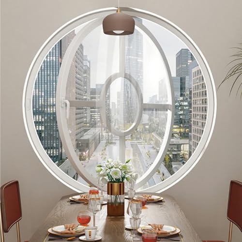 LIHDNGXM Runde Dachfenster Ebenerdig, 360° Drehbares Lüftungsfenster für Küche/Badezimmer/Schlafzimmer 40 50 60 70 80 100cm, Dichtes Dekorfenster(White-B,40cm) von LIHDNGXM